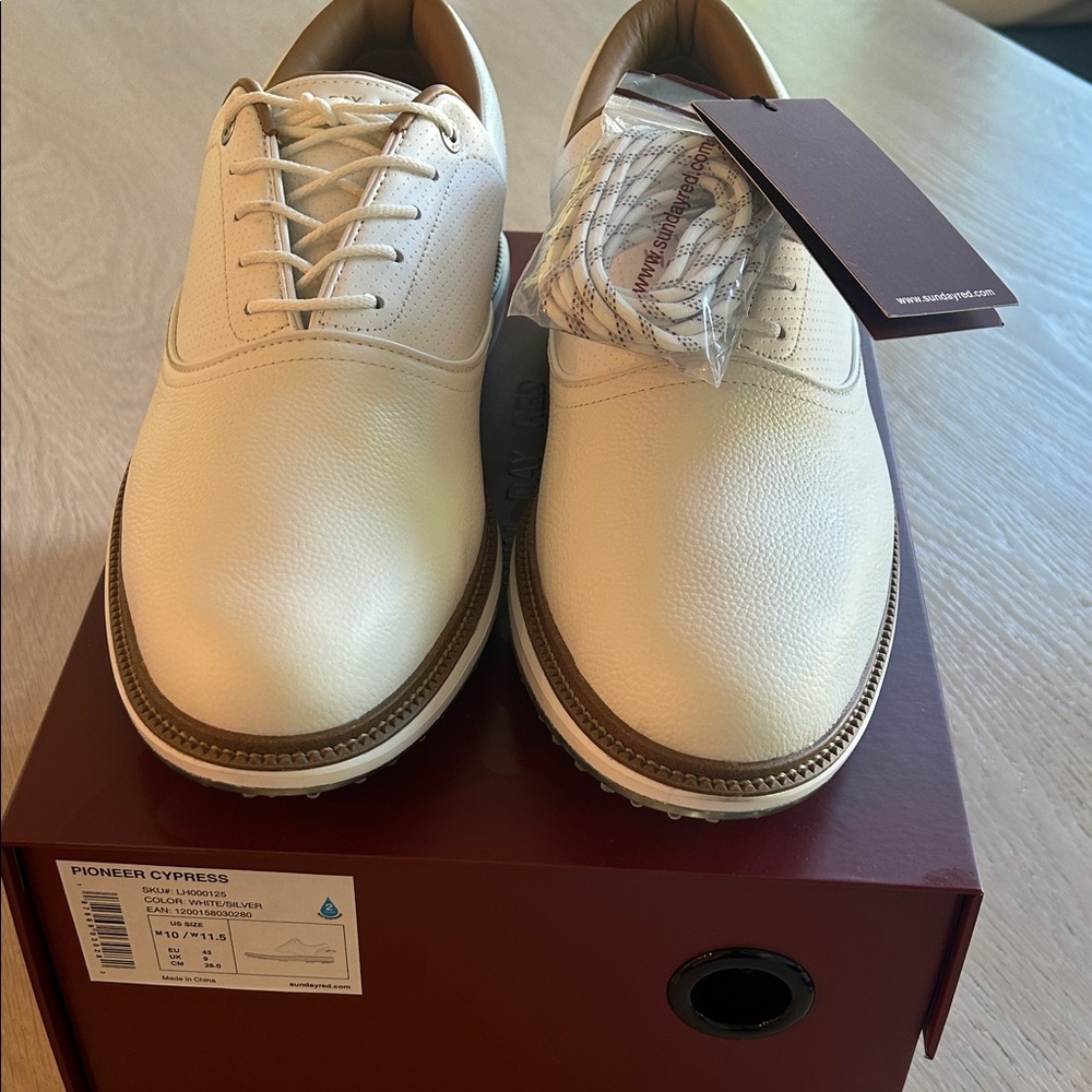 Men's  New Sun Day Red White Leather Casual Golf Shoes size 10